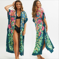 Kimono beach 2021 cardigan lungo con stampa floreale casual all'ingrosso chifong da donna vestito coprente da spiaggia kimono