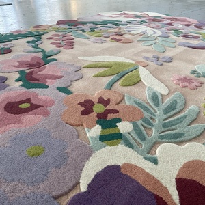 Tapis tufté fait main 100 % laine à motif floral, idéal pour la maison, la chambre, le salon et la salle de jeux pour enfants - Grande Vente - Product Image 4