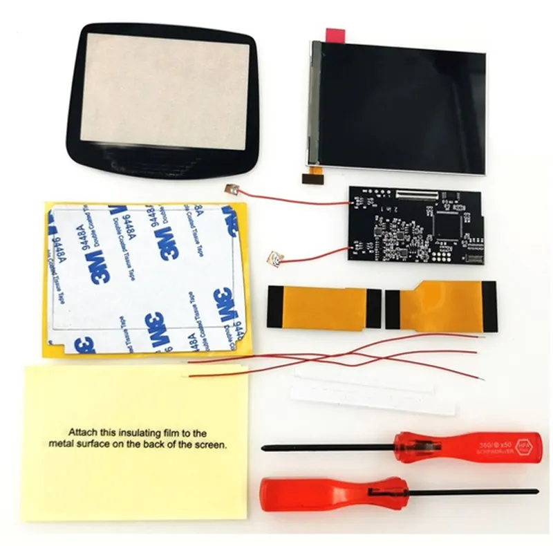 Ângulo de visão completa 4 pixels em 1, para gameboy, projeto de substituição avançada, oem para console gba, lcd com cabo flex