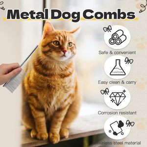 Hot Sale Silver Metal Double Side Pet <b>Comb</b> Stainless Steel for Dog and Cat <b>Flea</b> <b>Comb</b> Brush Pet Grooming <b>Comb</b> - Product Image 4
