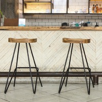Tabouret de bar haut en bois massif de style américain rétro nordique, créatif et simple, pour usage commercial