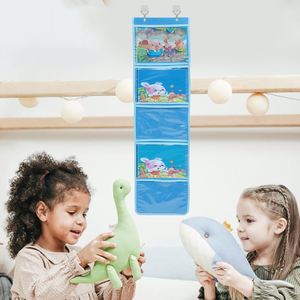 Clear Fabric Hanging Storage Bags for Home and Wall Use Foldable Pocket Chart and Book Pouch for Student Supplies - Product Image 2