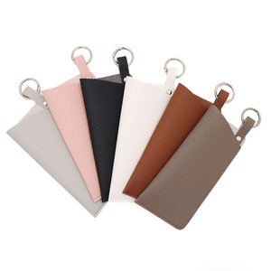 Hot-selling PU leather eyeglass case with <b>spring</b> ring, eyeglass pouch, eyeglass <b>clip</b>, dustproof, scratch-resistant, portable - Product Image 5