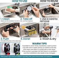 Support multifonctionnel pour éponges de cuisine Cedar Space avec ventouse puissante en aluminium antirouille pour brosses et éponges à vaisselle