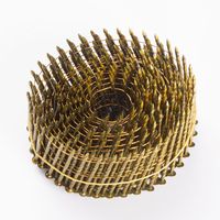 Clous de bardage à tête pleine ronde inclinée à 15 degrés, à tige annelée, galvanisés à chaud et trempés dans la peinture, 0,092 x 1-1/2 po, en bobine pour palettes