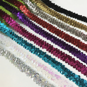 2cm 40Y ucuz kostüm dikiş dantel şerit dokuma altın siyah mor giyim sıkı kırpma 2-row payetli elastik şerit süs - Product Image 2