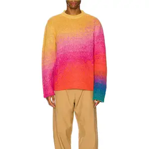 कस्टम ओएम और ओडम जैक्वार्ड पैटर्न पल्लोवर बुना हुआ सूती डिजाइनर बुनाई लंबे आस्तीन कस्टम पुरुषों स्वेटर