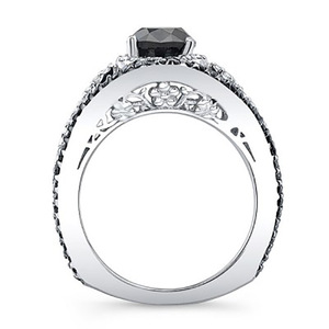 Anello F328 in Moissanite con Taglio Ovale, Montatura Pavé in Oro Bianco, Fede di Fidanzamento per Donne - Product Image 2