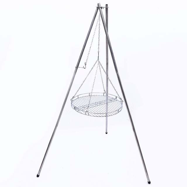 JWQ-004 Portable Stainless Steel Camping Tripod Barbecue Cooking Stand for Bbq Campfire Grills