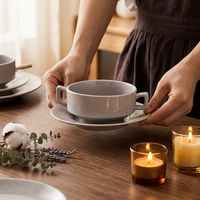 Service de vaisselle en céramique et porcelaine à glaçure réactive ST – Assiettes plates, assiettes à dessert, bols à céréales – Empilables et sûrs pour la restauration commerciale
