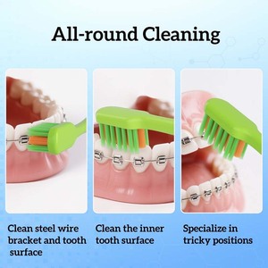 <span class=keywords><strong>Brosse</strong></span> <span class=keywords><strong>à</strong></span> dents <span class=keywords><strong>orthodontique</strong></span> avec poils en nylon PBT doux, concave en forme de U pour appareils dentaires, manche en plastique sans BPA, vente en gros d'usine - Product Image 3