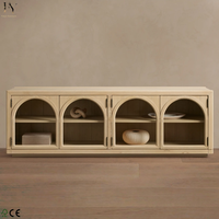 Meuble TV Hattie Media Console en chêne massif, meuble TV moderne à arche, meuble de salon