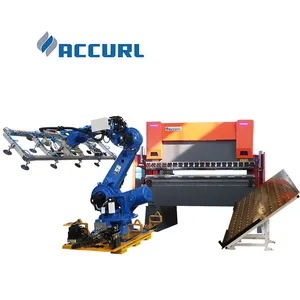 Accurl CNC Delem DA66T sistem tekan mesin tekuk rem dengan robot otomatis