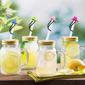 Customized 100% BPA-Free Silicone Straw Topper Caps Cute Hat Design for Reusable Straws <strong>Beverage</strong> <strong>Serving</strong> <strong>Sets</strong> - Product Image 5
