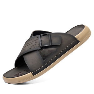Men's Summer Outdoor Open <b>Toe</b> Platform Slip on Synthetic Anti-Slip Breathable Casual Slippers for Daily Wear - Product Image 5