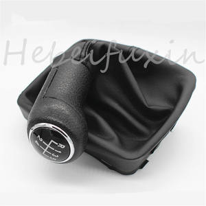 Pomo de palanca de cambios de coche, mango de transmisión manual de 5 y 6 velocidades, de cuero, para Volkswagen Polo, estilo clásico, negro - Product Image 3