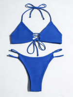 Bikini deux pièces sur mesure à coupe haute pour femme, taille XL/Plus, vêtements de plage, maillot de bain brillant, style micro, string taille haute