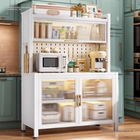 Meuble de rangement de cuisine moderne minimaliste sur pied, non pliable, avec support pour four à micro-ondes et étagère métallique multi-niveaux