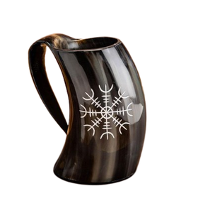 Taza de cerveza de cuerno de beber vikingo Natural Vintage taza de cuerno de búfalo pulido brillante negro 100% taza auténtica para cerveza - Product Image 1