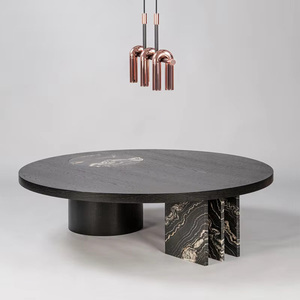 Bộ bàn trà hiện đại kiểu Pháp, khung gỗ, mặt đá, phong cách tối giản, màu đen, dùng làm bàn cạnh ghế sofa, phù hợp cho khách sạn, phòng khách, căn hộ. - Product Image 2