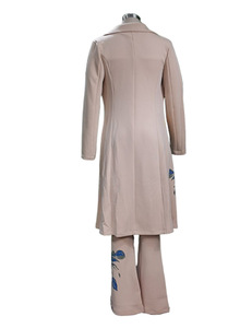 New Fashion <span class=keywords><strong>Women</strong></span> Outono Veludo Sólido Eco-friendly Longo Casaco Ternos Cardigan Trench Pants 3 Peça Set Elegante Casual - Product Image 6