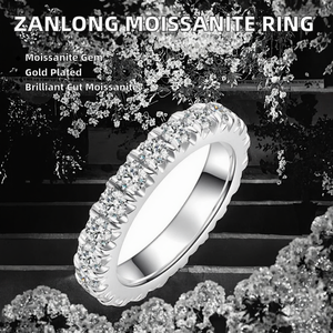 925 Sterling <b>Silver</b> Moissanite Fine Jewelry 3 Rows Half Eternity Wedding <b>Ring</b> Band for <b>Men</b> Women GRA Certificate - Product Image 3