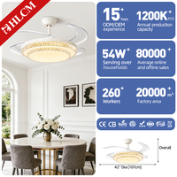 Ventilateur de plafond moderne de luxe avec télécommande, pales de 42 pouces, 6 vitesses, LED dimmable, moteur DC, IRC élevé 90, garantie moteur 10 ans