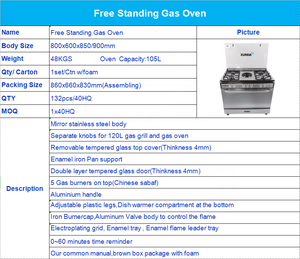 Cuisinière Combinée Gaz <span class=keywords><strong>et</strong></span> Électrique Xunda, 4 Feux Gaz <span class=keywords><strong>et</strong></span> 1 Plaque Électrique avec <span class=keywords><strong>Four</strong></span> - Product Image 3