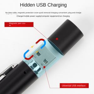 Linterna LED doble de cuerpo de aleación de aluminio OEM para Oftalmología ENT enfermera médico pupila examen Amarillo Blanco iluminación USB - Product Image 3