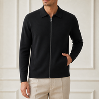 Maßgefertigte Herren-Strickjacke mit 30% Wollanteil, Polokragen, Reißverschluss, Antistatisch, Maschinenwäschbar, OEM ODM Quellfabrik, Private Label