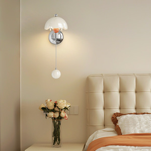 Lámpara de pared Led E27, luz de cabecera de un solo cabezal, estilo crema, protección para los ojos, para dormitorio y hogar - Product Image 1