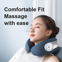 Masajeador de almohada en forma de U Shiatsu portátil, funciones de amasado de calentamiento por vibración para la relajación del cuello y los hombros, ofrece alivio del dolor