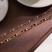 Bracelet en acier inoxydable plaqué or, zircon inaltérable, style trombone, bijou de luxe léger, accessoire de mode féminin haut de gamme