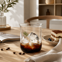 Verre à whisky, cocktail ou café glacé en verre borosilicate transparent de 10 oz avec logo personnalisé pour bar, restaurant, maison