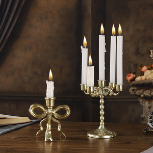 Mystic Arts European Style Wrought Iron <b>Candlestick</b> Set 5 Arm Candelabra With Bow Design For Wedding Home Decor - Product Image 3