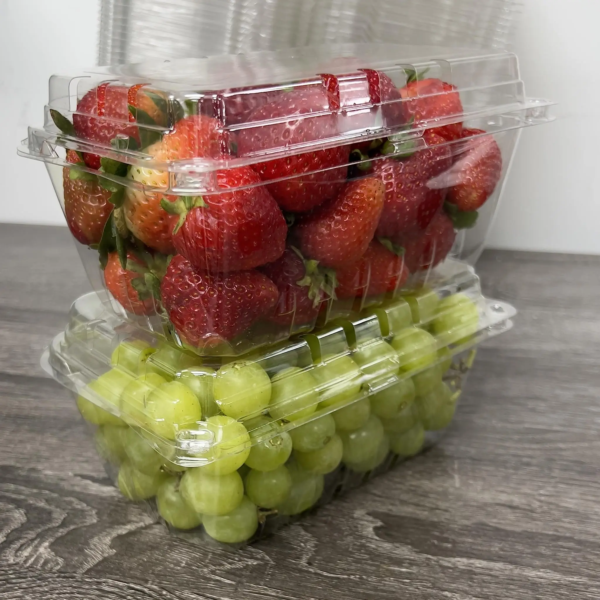 علبة بلاستيكية شفافة لتعبئة صدفات الفواكه 1 رطل علبة طرية لتعبئة الفواكه الطازجة والطماطم والعنب والفراولة للمزرعات