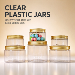 Pot de conservation alimentaire en plastique transparent vide de 500 ml, 300 ml, 1000 ml, à large ouverture, avec couvercle à vis, pour bonbons, miel, épices, sucre, biscuits et snacks - Product Image 6