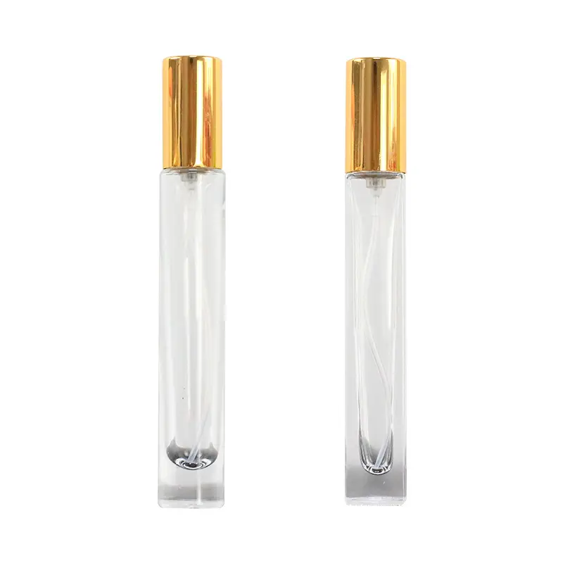 Botella de perfume recargable con fragancia personalizada, contenedor atomizador de 10ml, mini botella de perfume de vidrio vacía cuadrada de viaje