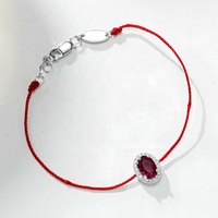 Bracelet d'amitié personnalisé en argent 925 ovale avec zircon rouge, rubis bleu vert, réglable, simple, chaîne de main, bracelet en corde pour fille
