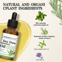 Huiles essentielles de ricin biologiques 100% naturelles, marque privée, pour hommes et femmes, sérum pour le soin du cuir chevelu, traitement capillaire, croissance des cheveux, huile d'arbre à thé, huile de romarin