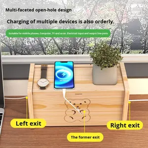 Motif créatif <span class=keywords><strong>casier</strong></span> de rangement en bois massif de bureau organisateur de câble de charge en bois SocketArtifact <span class=keywords><strong>casier</strong></span> de charge efficace - Product Image 2