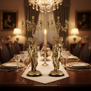 Un Par <span class=keywords><strong>de</strong></span> Candelabros <span class=keywords><strong>de</strong></span> Estilo Francés con Figuras <span class=keywords><strong>de</strong></span> Musas Doradas, <span class=keywords><strong>5</strong></span> Brazos, para Decoración del Hogar, Actividades Religiosas y Bodas - Product Image 5