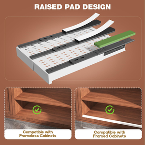 Organisateur de placard extensible à 4 côtés, 14-21 po de largeur, 17-24 po de profondeur, 3 rails réglables, étagère coulissante adhésive pour tiroir de rangement - Product Image 2
