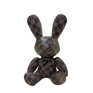 AL 2024 New Arrival Cute diamond-encrusted Fashion Bunny Gift Lovely Long Ear Leather Stuffed Animal Rabbit Toys