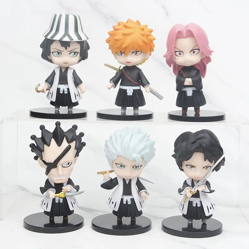 ชุดหุ่นอนิเมะ10 cm 6ชิ้น/เซ็ต, หุ่นอนิเมะชุดมีสารฟอกขาว Kurosaki Ichigo Hitsugaya toushiriu