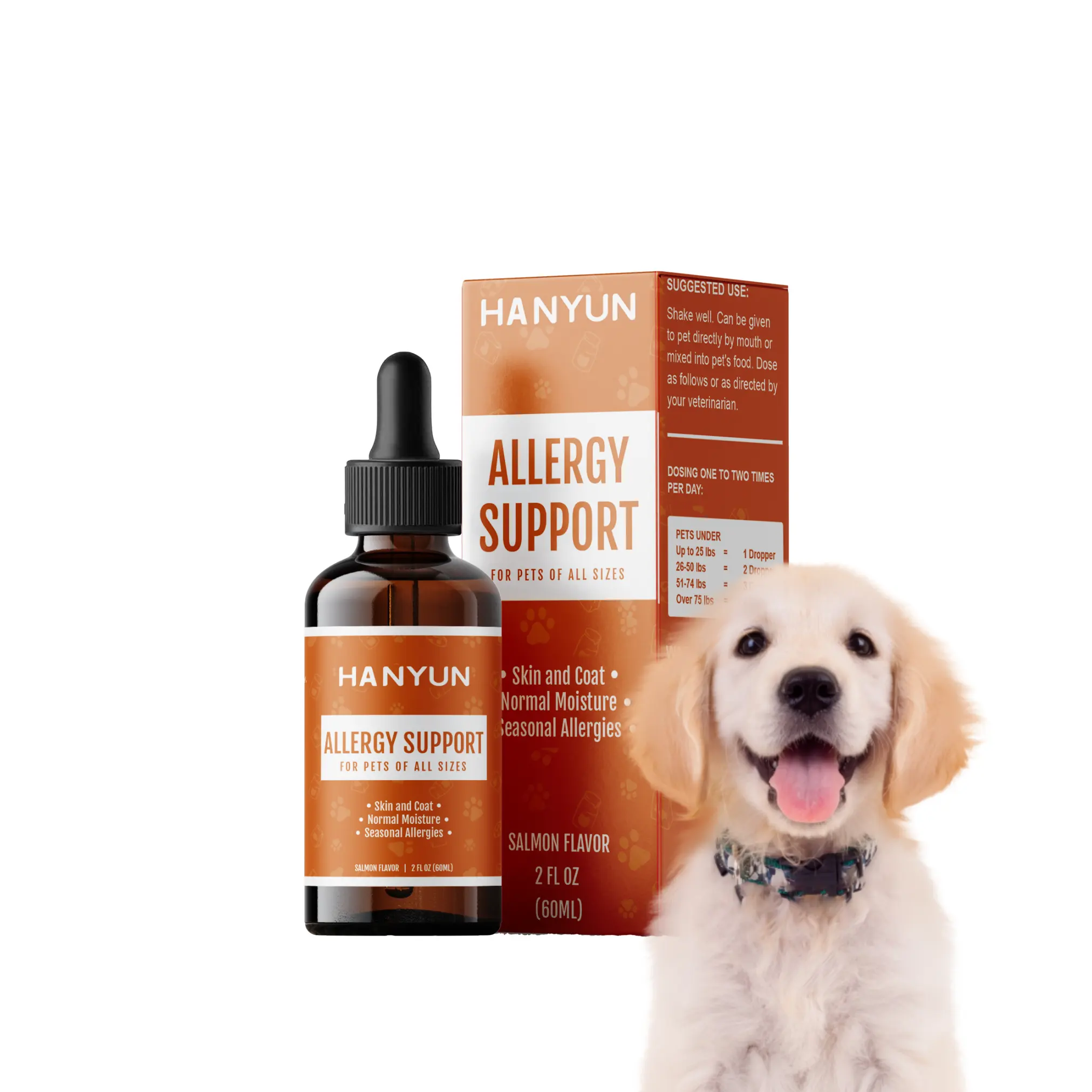 HANYUN Pet Allergy Alimento líquido inmune para perros Suplemento cuentagotas Soporte de digestión saludable y protección del sistema de alergias