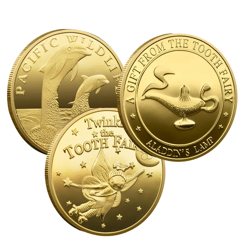 Personalized Factory Custom Logo Cartoon Collecting Commemorative Gold Coins Embossed Metal Craft Souvenir Tooth Fairy Coin