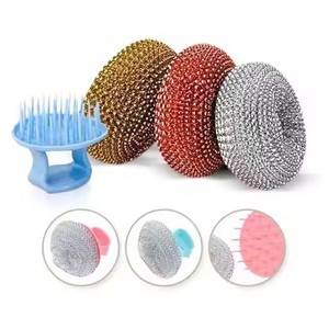 Brosse à boule en fil d'acier inoxydable avec manche pour le lavage et la manutention des brosses de nettoyage - Product Image 4