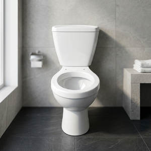 Two-Piece <b>Ceramic</b> Toilet with Plastic Seat Cover and LLC Fittings - Bathroom <b>Pan</b> <b>Set</b> From India Morvi - Product Image 3