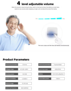 ชุดกริ่งประตูไร้สายพร้อมตัวรับสัญญาณ2ตัว1ตัวเลือกปลั๊กแบบทั่วโลกสำหรับระบบรักษาความปลอดภัยในโรงแรมครอบครัว - Product Image 4